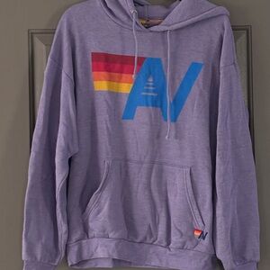 Aviator Nation Purple Hoodie with Multicolor Logo
